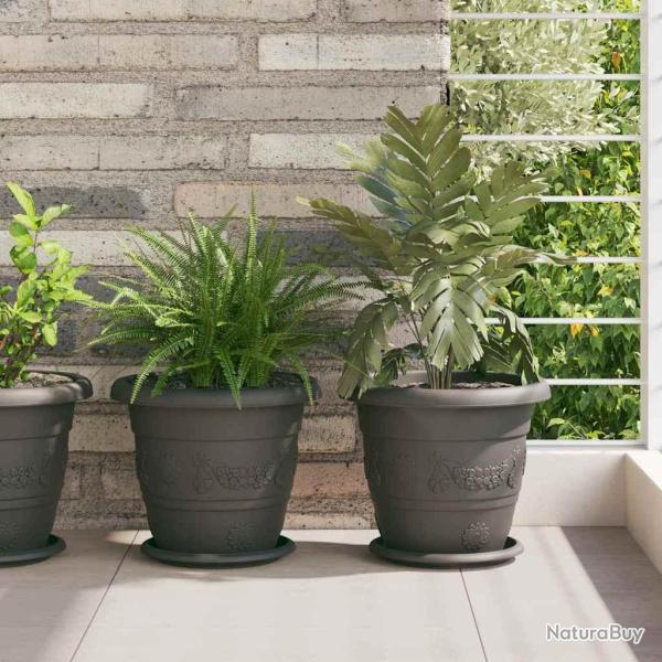 Pot � fleurs rond 24 pc Noir � 26 x 21,5 cm Plastique