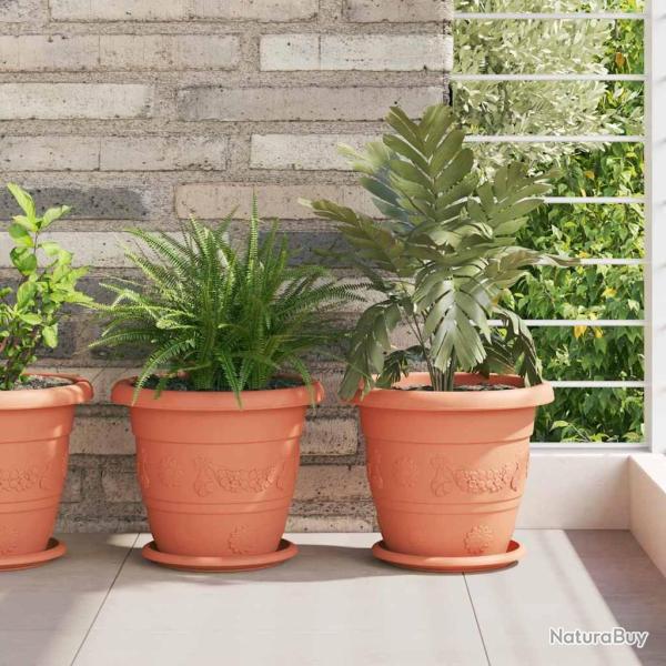 Plateau � fleurs rond 6 pcs Rouge brique � 19 x 2 cm Plastique