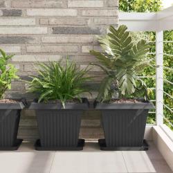 Pot de Fleurs Carr&eacute; 6 pcs Noir 38 x 38 x 30 cm Plastique
