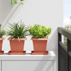 Pot de Fleurs Carr&eacute; 24 pcs Rouge brique 16 x 16 x 14 cm