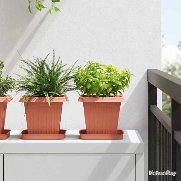 Pot de Fleurs Carr� 24 pcs Rouge brique 16 x 16 x 14 cm