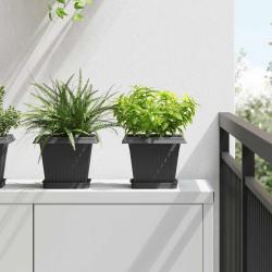 Pot de Fleurs Carr&eacute; 24 pcs Noir 20 x 20 x 16 cm Plastique
