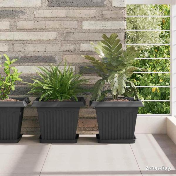 Pot de Fleurs Carr� 24 pcs Noir 28,5 x 28,5 x 22 cm Plastique