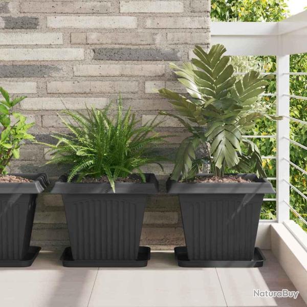 Pot de Fleurs Carr� 24 pcs Noir 38 x 38 x 30 cm Plastique