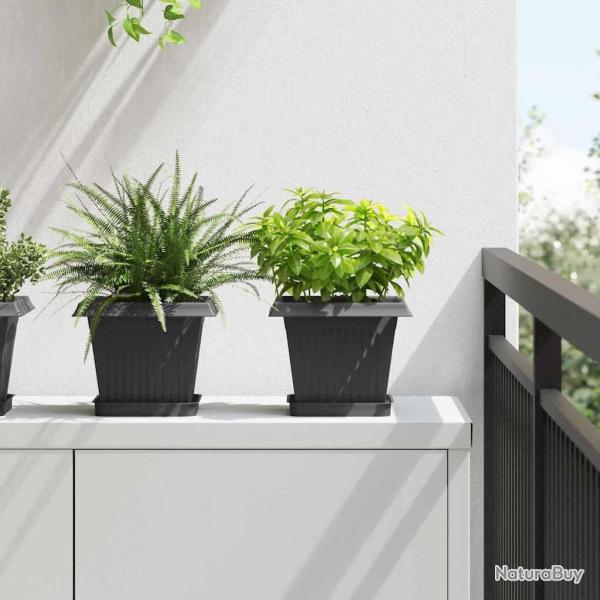 Plateau carr� � fleurs 24 pcs Noir 15 x 15 x 2 cm Plastique