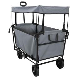 Chariot &agrave; Main Pliable Gris 105 x 56,5 x 116 cm Tissu Oxford