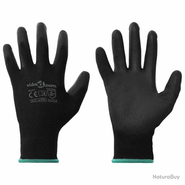 Gants de Travail 24 pcs Noir 11 / XXL Polyester