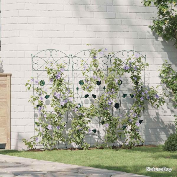 Cl�ture de 3 pcs Vert 110,5 x 42,5 cm Acier