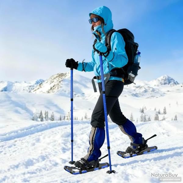 Raquettes � neige 3 EN 1 avec b�tons de randonn�e Bleu et Noir