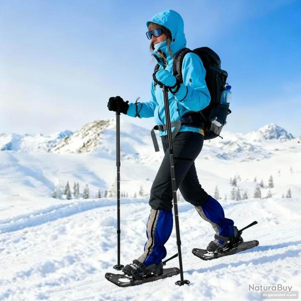 Raquettes � neige 3 EN 1 avec b�tons de randonn�e Noir