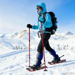 Raquettes &agrave; neige 3 EN 1 avec b&acirc;tons de randonn&eacute;e Rouge et Noir