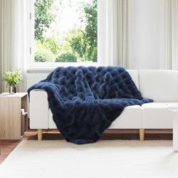Couverture antid&eacute;rapante en fausse de lapin Olite Bleu Marine