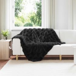 Couverture antid&eacute;rapante en fausse de lapin Olite 4 pcs Noir