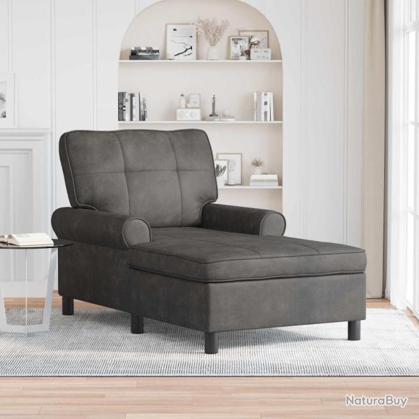 Chaise longue avec coussin Noir 91 x 157 x 91 cm Simili cuir