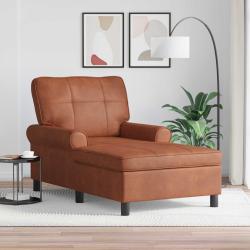 Chaise longue avec coussin Marron 91 x 157 x 91 cm Simili cuir