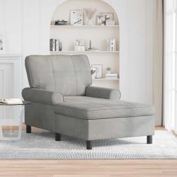 Chaise longue avec coussin Gris clair 91 x 157 x 91 cm Velours