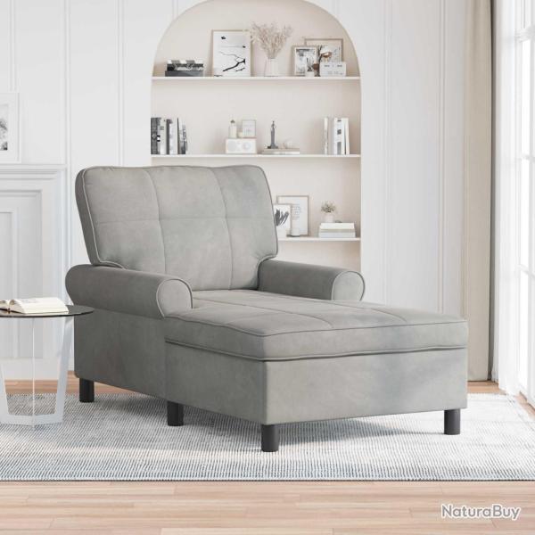 Chaise longue avec coussin Gris clair 91 x 157 x 91 cm Velours
