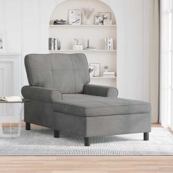 Chaise longue avec coussin Gris fonc&eacute; 91 x 157 x 91 cm Velours