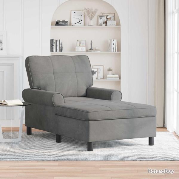 Chaise longue avec coussin Gris fonc� 91 x 157 x 91 cm Velours