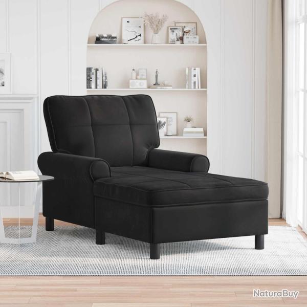 Chaise longue avec coussin Noir 91 x 157 x 91 cm Velours