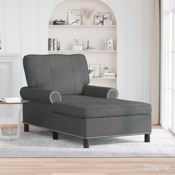 Chaise longue avec coussin Gris fonc� 91 x 157 x 91 cm tissu