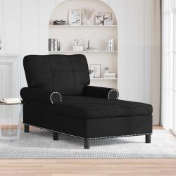 Chaise longue avec coussin Noir 91 x 157 x 91 cm tissu
