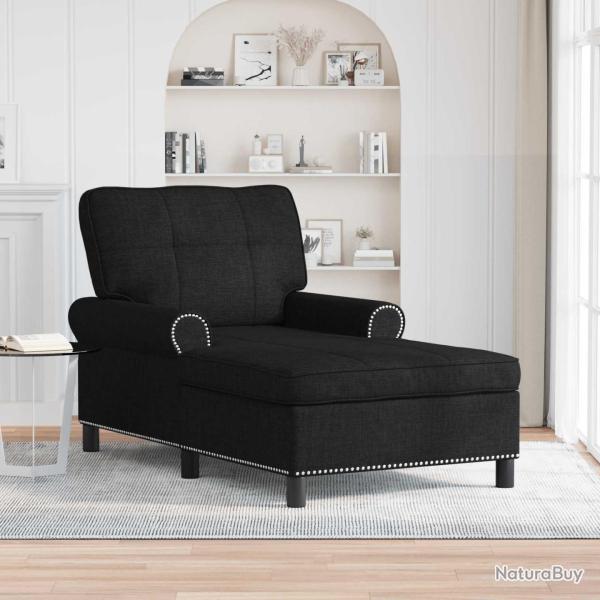 Chaise longue avec coussin Noir 91 x 157 x 91 cm tissu