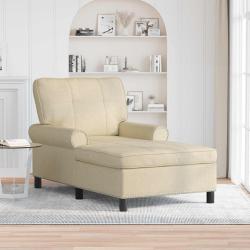 Chaise longue avec coussin Cr&egrave;me 91 x 157 x 91 cm tissu