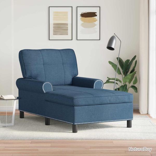 Chaise longue avec coussin Bleu 91 x 157 x 91 cm tissu