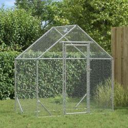 Cage &agrave; poules Argent 170 x 100 x 177 cm Acier galvanis&eacute;