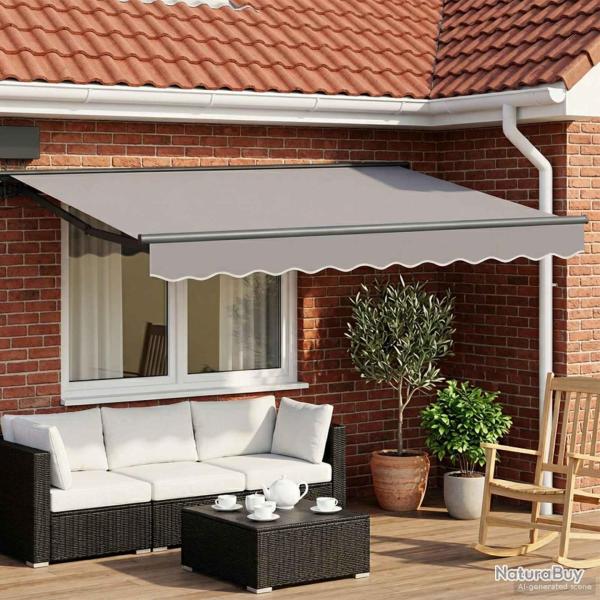 Cadre de store manuel avec LEDs Blanc 2,5 x 2 m Aluminium