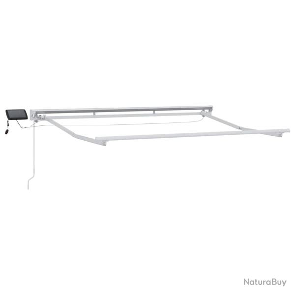 Cadre de store manuel avec LEDs Blanc 3 x 2 m Aluminium