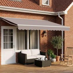 Cadre de store manuel avec LEDs Blanc 4 x 2 m Aluminium