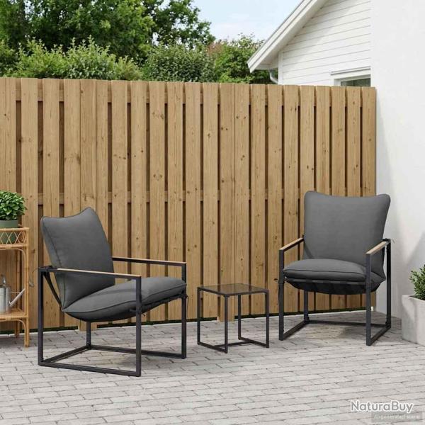 Ensemble de canap� de 3 pcs Noir et anthracite Acier