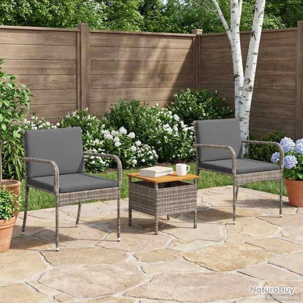 Ensemble bistro de 3 pcs Gris polyrotin