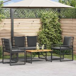 Ensemble de meubles d'ext&eacute;rieur 4 pcs Noir et Gris fonc&eacute;