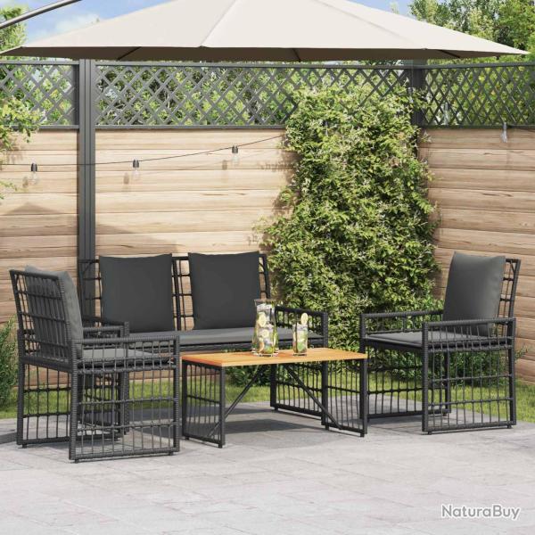 Ensemble de meubles d'ext�rieur 4 pcs Noir et Gris fonc�