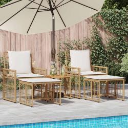 Ensemble de meubles d'ext&eacute;rieur 5 pcs Blanc Naturel et Cr&egrave;me