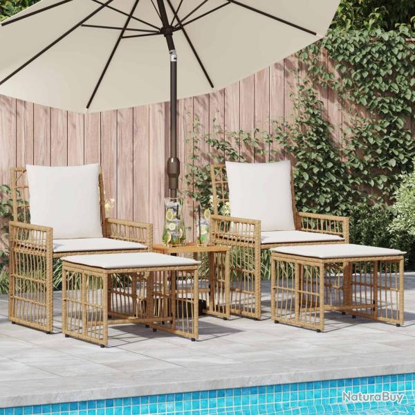 Ensemble de meubles d'ext�rieur 5 pcs Blanc Naturel et Cr�me