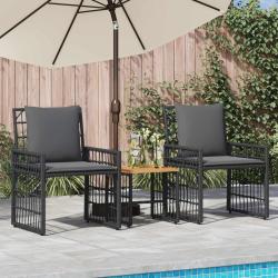 Ensemble de meubles d'ext&eacute;rieur 3 pcs Noir et Gris fonc&eacute;