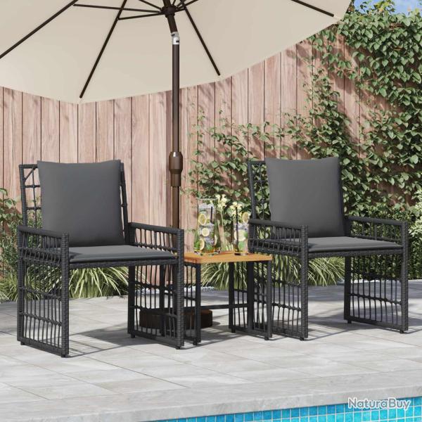 Ensemble de meubles d'ext�rieur 3 pcs Noir et Gris fonc�