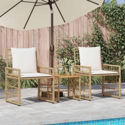 Ensemble de meubles d'ext&eacute;rieur 3 pcs Blanc Naturel et Cr&egrave;me