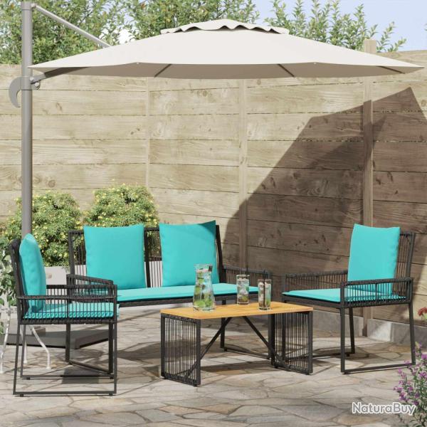 Ensemble de meubles d'ext�rieur 9 pcs Noir et turquoise