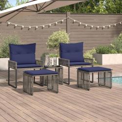 Ensemble de meubles d'ext&eacute;rieur 11 pcs Gris et bleu marine
