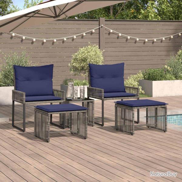 Ensemble de meubles d'ext�rieur 11 pcs Gris et bleu marine