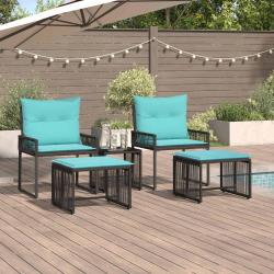 Ensemble de meubles d'ext&eacute;rieur 11 pcs Noir et turquoise
