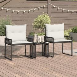 Ensemble de meubles d'ext&eacute;rieur 7 pcs Noir et blanc cr&egrave;me
