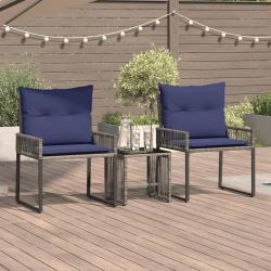 Ensemble de meubles d'ext&eacute;rieur 7 pcs Gris et bleu marine