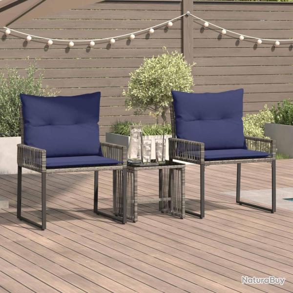 Ensemble de meubles d'ext�rieur 7 pcs Gris et bleu marine