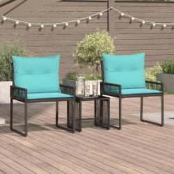 Ensemble de meubles d'ext&eacute;rieur 7 pcs Noir et turquoise